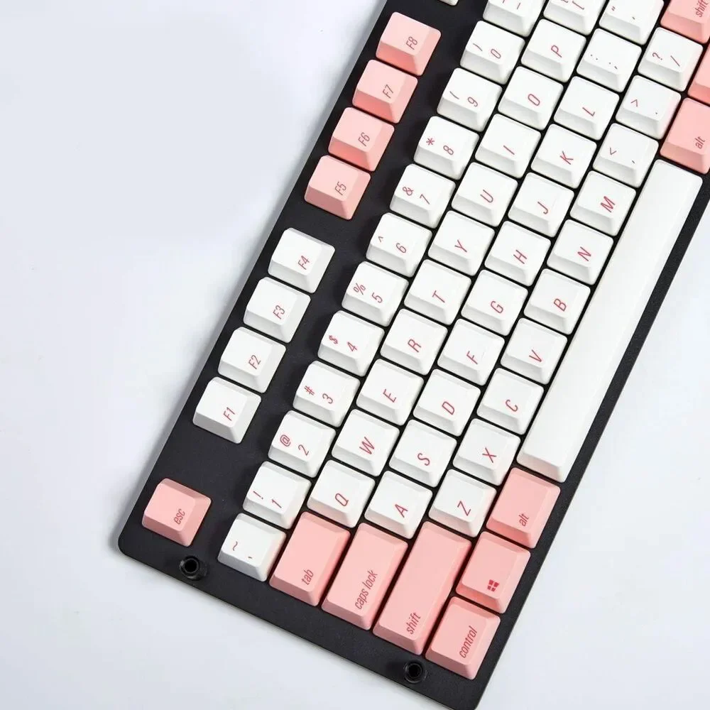 Qisan Pink PBT Keycaps 108 Key Cherry Profile Keycap Mechanical Gaming Keyboard